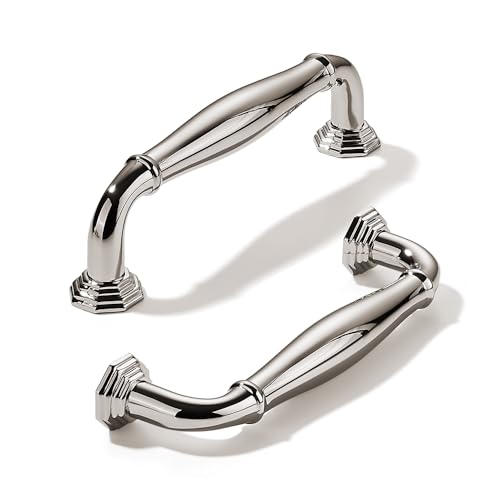 khtumeware 10 Pack 3 Inch(76mm) Polished Nickel Heavy Duty Solid Cabinet Handles Cabinet Pulls Heavy Duty Solid Cabinet Hardware for Cupboard Drawer Pulls Dresser Handle - color: Polished Nickel, size: 3 inch Hole Center