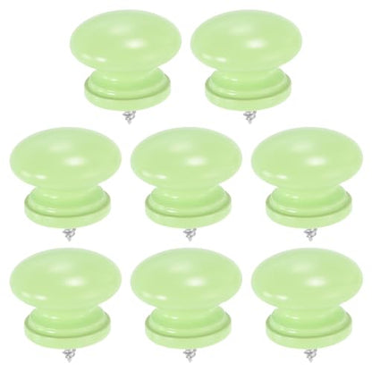 uxcell 8Pcs Round Wood Drawer Knob, 1.26" x 0.98" Self-Tapping Solid Wood Handle Round Cabinet Knob Mushroom Shape Wooden Knobs for Furniture Dresser Wardrobe, Green - color: Green, size: 1.26" x 0.98"