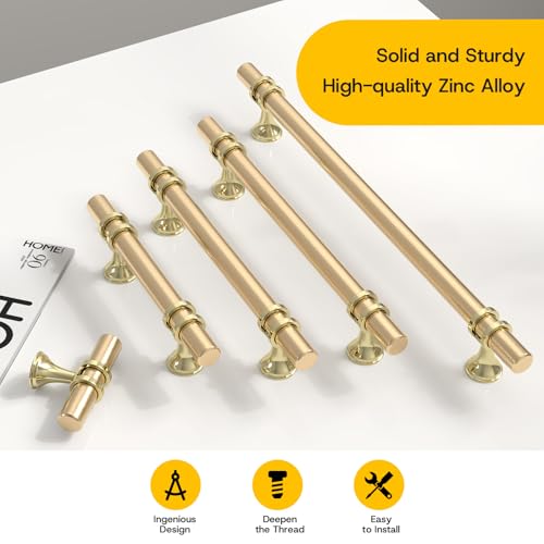 Rergy 10 Pack 3-3/4 Inch Hole Center Gold Handles for Cabinets - color: Gold, size: 3-3/4in Hole Center(96mm)
