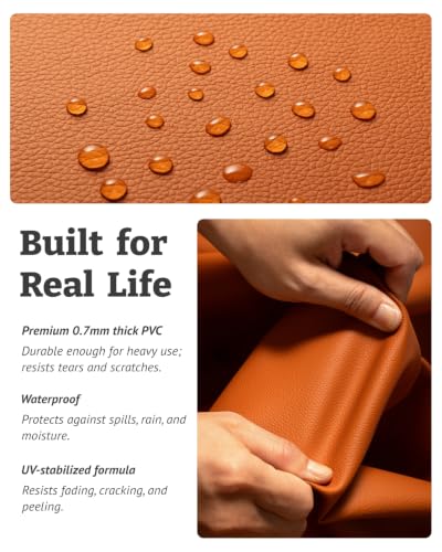 Faux Leather Fabric - Upholstery Fabric by the Yard - Waterproof Vinyl Fabric - PVC Leather Sheets for Upholstery, Sofa, Handbags, Boat, Car, Sewing & DIY Crafts - 36"x54", Brown - color: Brown, size: 1 Yard (54 x 36 inch)