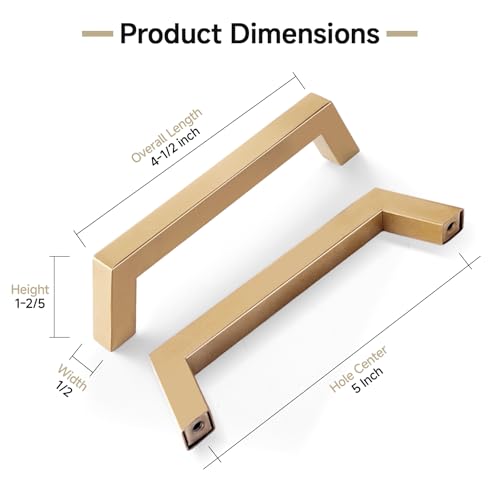 Estmoon 30 Pack 5 Inch Cabinet Handles - Champagne Bronze Modern Square Gold Cabinet Pulls Kitchen Drawer Handles for Cabinets and Drawers, 5" Hole Centers(128 mm) - color: Champagne Bronze