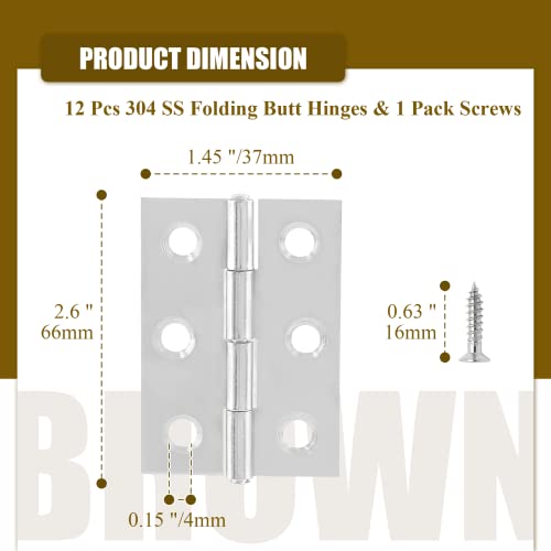 20pcs 3 Inch Butt Hinges, Stainless Steel Cabinet Hinges, Chrome - size: 3 Inch