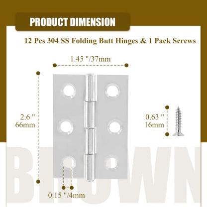 20pcs 3 Inch Butt Hinges, Stainless Steel Cabinet Hinges, Chrome - size: 3 Inch