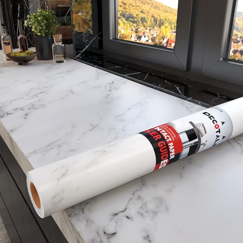 Decotalk Grey White Marble Contact Paper Peel and Stick Countertops for Kitchen 17.7 x 120 inch Stick on Bathroom Counter Cabinets Waterproof Removable Self Adhesive Wall Paper for Table Top Covers - size: 17.7" x 120"