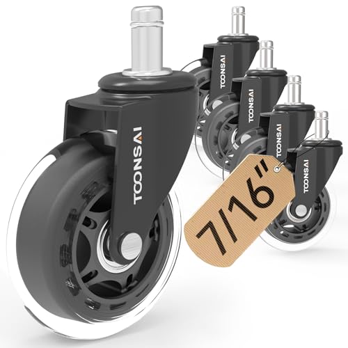 3 Inch Office Desk Chair Wheels Replacement, Stem 7/16-7/8 (-Black) - color: Black- 3 inch