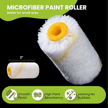 Paint Roller Kit, 12 Pack, 2 Inch Mini Paint Roller, Microfiber