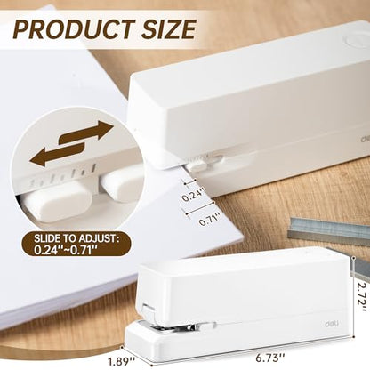 Deli Electric Stapler, Automatic Staplers for Desk, 25-Sheet Capacity - color: White