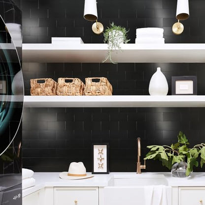 Vamos Tile 100-Pack Peel and Stick Backsplash Tile,3" x 6" Subway Tile - color: Brushed Black