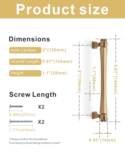 LIMUR 10 Pack 5 Inch (128mm) Hole Center Brushed Bronze Cabinet Pulls – Solid Zinc Alloy Kitchen Cabinet Handles, Drawer Pulls for Bathroom Vanity, Dresser & Wardrobe, M4 Screws Included - color: Brushed Bronze, size: 5"/128 MM Hole Center