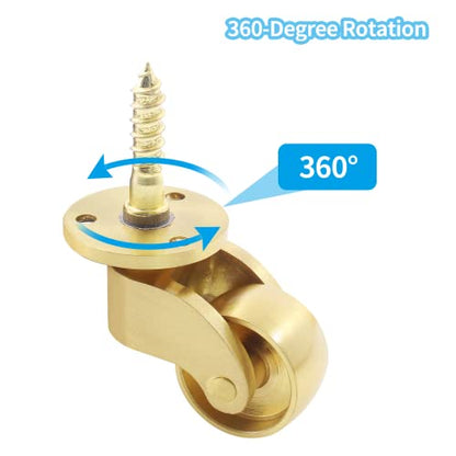 Luomorgo 4 Pcs Universal Stem Casters Brass Heavy Duty Swivel Wheels