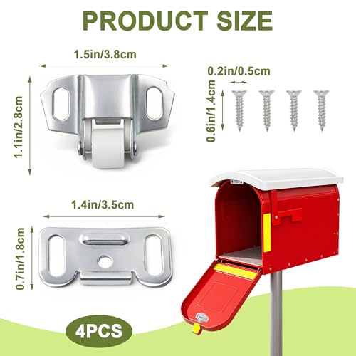 4 PCS Mailbox Roller Catch Latch with Screws Hardware Wheel Spring