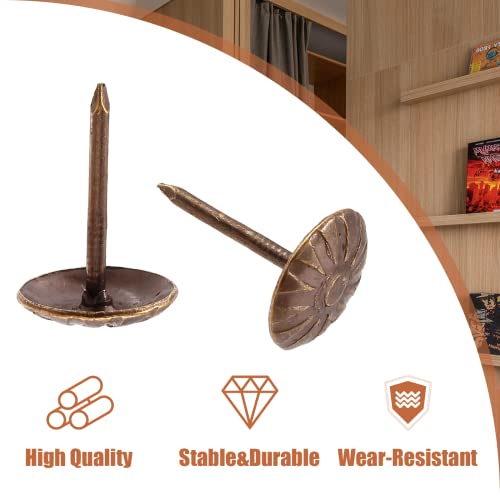 Bivethoi Upholstery Tacks, 7/16" Dia Antique Red Copper, 120 Pcs - color: Red Copper, size: 7/16"