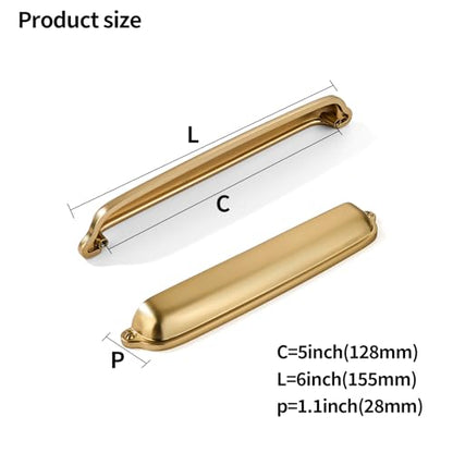 khtumeware 10 Pack Brushed Brass Cup Pulls 5 Inch Center to Center - Cabinet & Drawer Handles for Kitchen Hardware - color: Brushed Brass, size: 5"(128mm) Hole Center