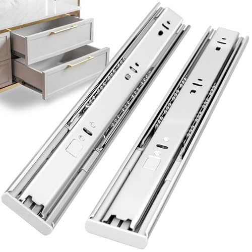 12 inch Soft Self Close Drawer Slides 6 Pairs (12pcs) Full Extension Ball Bearing 3 fold Full Stretch Side Mount Drawer Slides 100 LB Capacity Drawer Slide 12" Silver - size: 12 inch-300mm