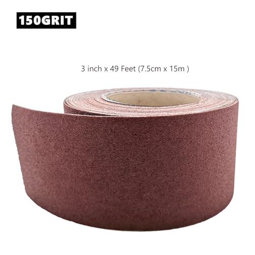 150 Grit Sandpaper Roll, 3 Inch x 49 Feet Emery Cloth Roll Aluminum Oxide Abrasive Paper Roll Continuous Sandpaper for Metalworking, Woodworker, Furniture Repair, Sanding Automotive Plumbing - size: 150 Grit