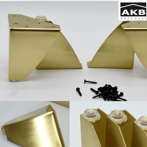 Set of 4 Classic Style Sofa Cabinet Tables with Heavy-Duty Metal Legs – Durable Furniture for Living Room, Entryway, and Bedroom (Brushed Brass, 4" H) - color: Brushed Brass, size: 4"H