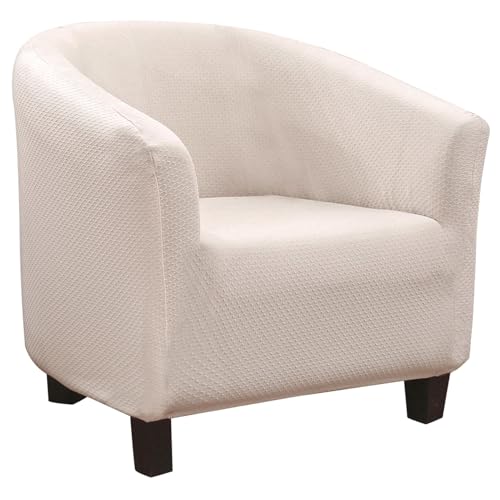 SearchI Club Chair Slipcover Stretch Barrel Chair Covers Jacquard Tub Chair Slipcovers Spandex Armchair Sofa Cover Removable Couch Furniture Protector Arm Chair Cover for Living Room(Fabric-Beige) - color: Fabric-beige
