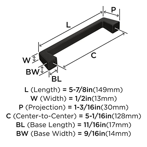 Amerock 5-1/16" Blackrock Black Bronze Drawer Pull - color: Black Bronze, size: 5-1/16 Inch (128 mm) Center-to-Center