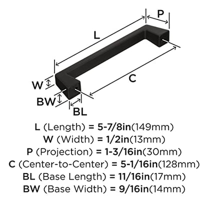 Amerock 5-1/16" Blackrock Black Bronze Drawer Pull - color: Black Bronze, size: 5-1/16 Inch (128 mm) Center-to-Center