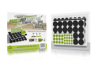 Slipstick Gorilla Felt 1 Inch Furniture Pads (88 Piece Combo) Premium Furniture Pads & Chair Leg Floor Protectors for Hardwood Floors & Hard Surfaces - size: 1 Inch 88 Piece Combo Pack