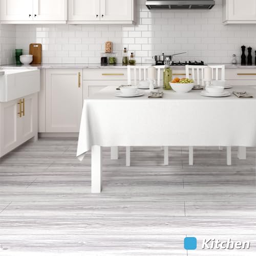 Art3d Wood Textured Peel and Stick Vinyl Floor Tiles, 40-Pack, White/Grey - color: White/Grey