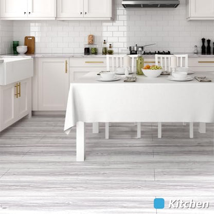 Art3d Wood Textured Peel and Stick Vinyl Floor Tiles, 40-Pack, White/Grey - color: White/Grey