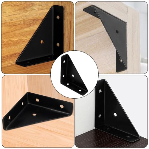 Dnyta 90 Degree Bracket Heavy Duty, 4 Pack Triangle Shelf Brackets, Black - style: 4pcs