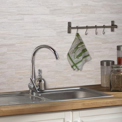 AULIGET 100-Piece Beige Slate Peel and Stick Backsplash Wall Tiles, 3" x 6" PVC Faux Stone Stick on Tile for Backsplash Kitchen, Bathroom, Laundry Room, Camper, Fireplace - color: Beige Slate
