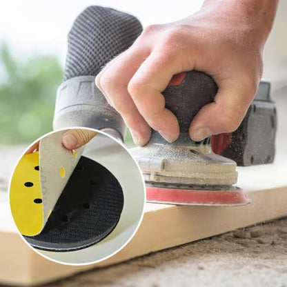 135 PCS 5 Inch Sanding Discs, 8 Hole, Round Hook and Loop Sandpaper, 40-400 Grit, Gold, for Random Orbital Sander - style: 5-Inch
