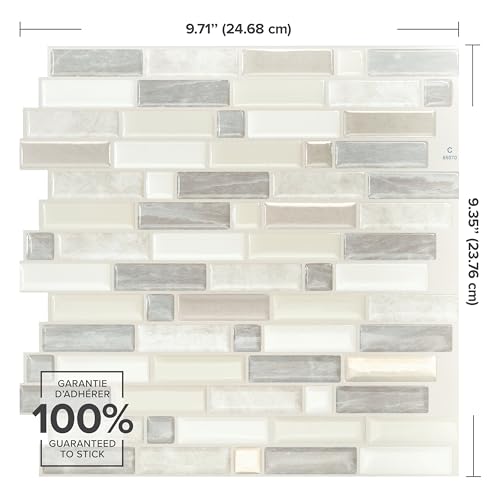 Smart Tiles Peel and Stick backsplash, Mosaic Beige & Cream, 9.72"x9.36" - color: Beige & Cream