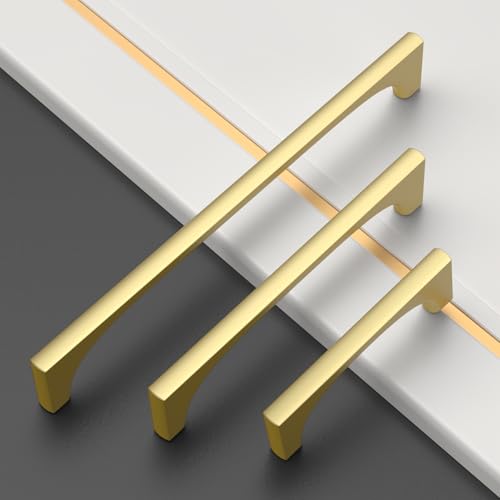 Asidrama 10 Pack 3 Inch(76mm) Brushed Gold Cabinet pulls Kitchen Cabinet Handles, Cabinet Pulls Kitchen Cabinet Hardware for Cupboard Drawer Pulls 2321 - color: Brushed Gold, size: 3" Hole Center, style: 10 Pack