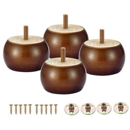 4PCS Wood Furniture Legs 2 inches Furniture Legs with Bolt Walnut Sofa Legs Couch Legs Replacement for Legs for Piano Bench, Chest-Turned-Coffee Table (Round Walnut) - color: Round Walnut