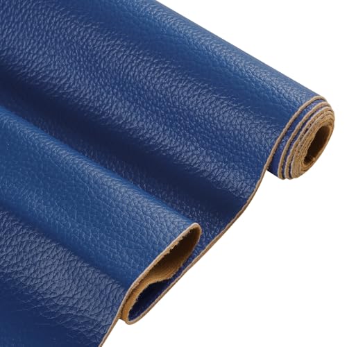 Faux Leather Fabric by The Yard, 55" W Marine Vinyl Fabric, Blue-8 Yards - color: Blue, size: 8 Yards Continous Cut