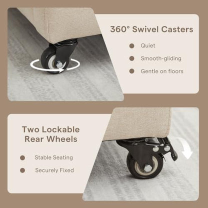 Dining Chairs with Wheels Set of 2 - color: Beige