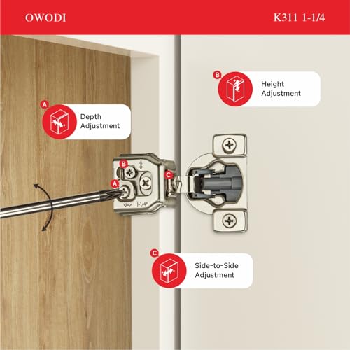 20 Pack Soft Close Cabinet Hinges for Face Frame Doors, 1-1/4 Inch Overlay Concealed Hinges, 105° 3-Way Adjustable, 35mm Cup, Nickel Finish with Screws - size: 1-1/4 inch Overlay