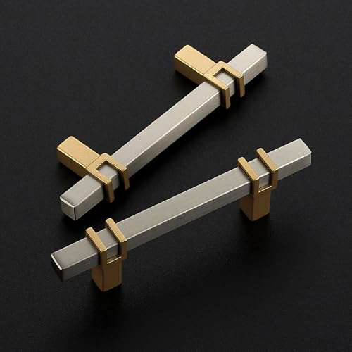 HOME EDIT 3 inch Cabinet Handles, 10 Pack Kitchen Cabinet Handles Brushed Nickel and Gold Drawer Pulls Zinc Alloy Square Bar Kitchen Pulls - color: Brushed Nickel and Gold, size: 3 Inch Hole Center