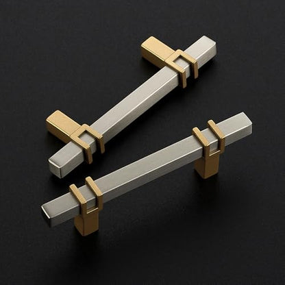 HOME EDIT 3 inch Cabinet Handles, 10 Pack Kitchen Cabinet Handles Brushed Nickel and Gold Drawer Pulls Zinc Alloy Square Bar Kitchen Pulls - color: Brushed Nickel and Gold, size: 3 Inch Hole Center