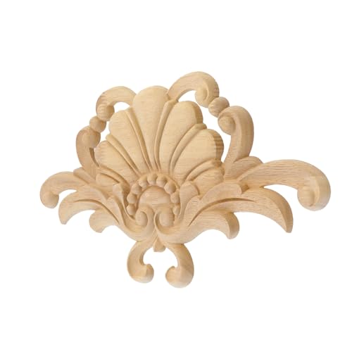 Antrader Wood Appliques,4Pcs Unpainted Wooden DIY Carved Onlays, Style 7 - style: Style 7