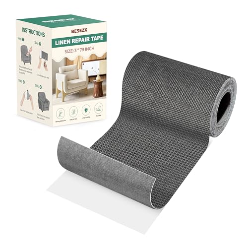 BESEZX Linen Fabric Repair Tape Upholstery Tape 3x79 Inch - color: Dark Grey, size: 3*79 inch