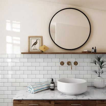 STICKGOO Peel and Stick Backsplash on Subway Tile, Glossy White - color: Polished White With Black Grout