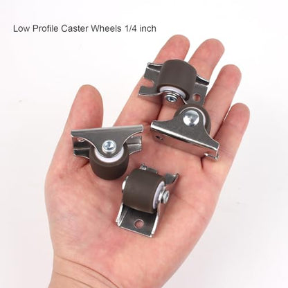 Mini Fixed Caster Wheels 1 Inch Low Profile Small Casters Set 16