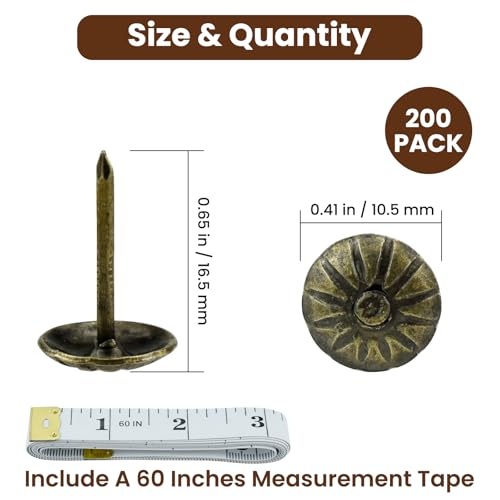 200Pcs Upholstery Tacks, 7/16" Antique Furniture Nail Heads - color: patterned style