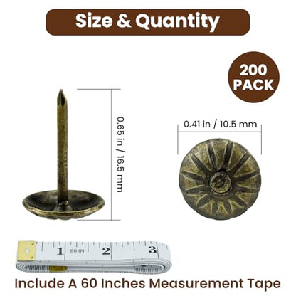 200Pcs Upholstery Tacks, 7/16" Antique Furniture Nail Heads - color: patterned style
