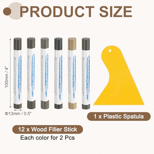 uxcell 12Pcs Wood Filler Sticks Kit, 12 Colors Gray & Modern Series - color: Gray Modern Series