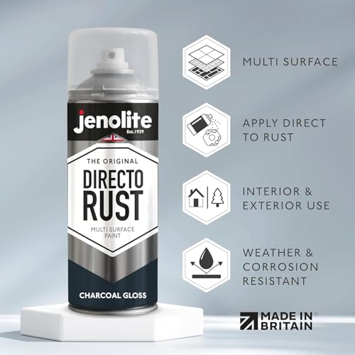JENOLITE Directorust Gloss Finish Aerosol, Charcoal Grey 1x13.5oz - color: Charcoal/Gray