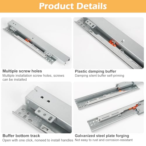 Pair Undermount Drawer Slides Bottom Mount Pull Out Shelf Slider Under Mount Drawer Glides Full Extension Soft Close Drawer Runner Shelf Track for Kitchen Face Frame or Frameless Cabinet Drawer - size: 18 Inch