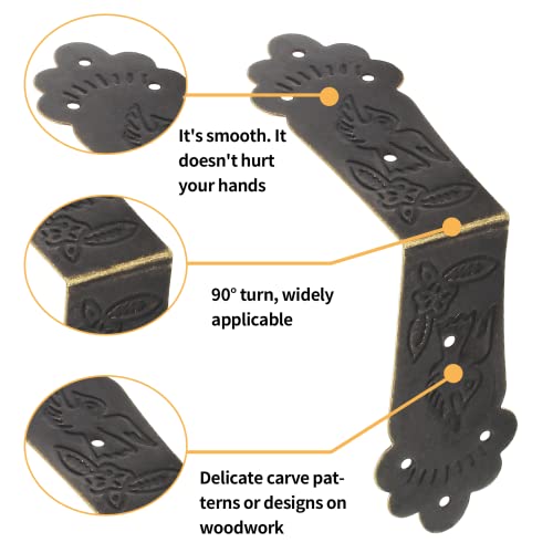 Bivethoi Antique Bronze Corner Bracket, 2.2" x 1", 30pcs - size: 2.2" x 2.2" x 1"