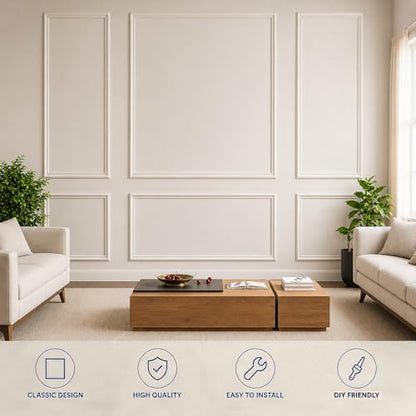 3 Set Peel and Stick Wall Molding Kit,Pre Cut Wainscoting Panels,24x60in - color: 24x60in