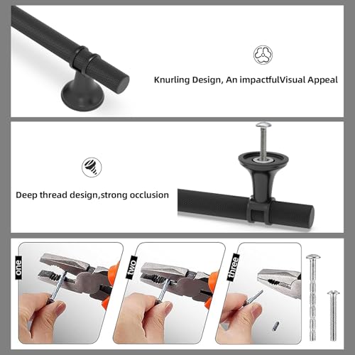 20 Pack 5 Inch Matte Black Kitchen Cabinet Handles - color: Matte Black Knurled, size: 5'' Hole Center(128mm)