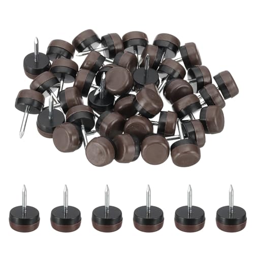 PATIKIL 0.6" Dia Chair Slides, 40 Pcs Nail on Furniture Glides Chair Leg Floor Protectors for Wooden Furniture, Table Feet, Carpet and Hardwood, Brown - color: Brown, size: 0.6"